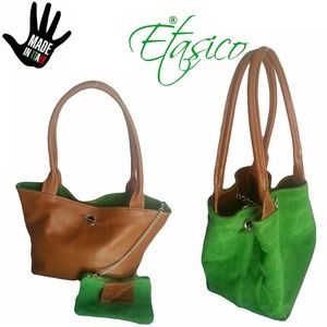 Etasico Italian Leather Handbag Reversible Bag